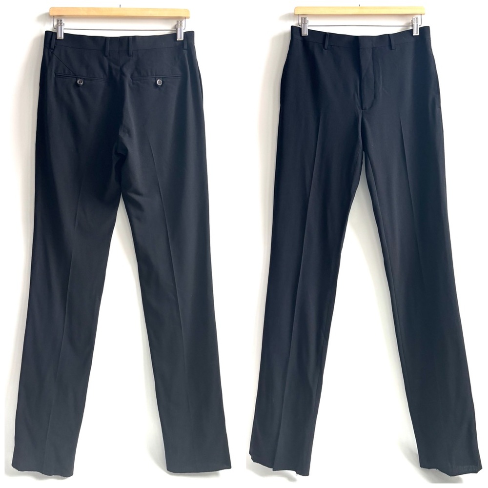 Helmut Lang Flat Front Spring Wool Suiting Trouser Straight Pants Black Size 29